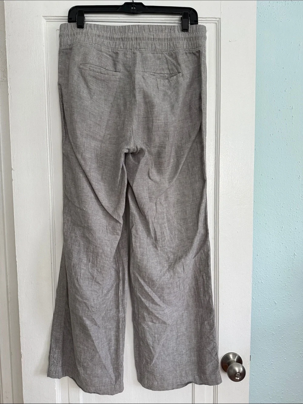 Women’s Athleta Cabo Linen Pants, Wide-Leg, Drawstring, Gray - Picture 3 of 5